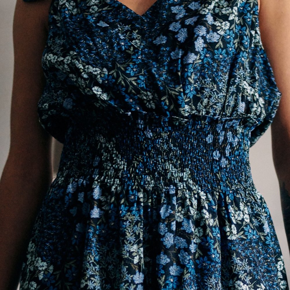 New Silk Rebecca Taylor Ava Floral romper blue L - Picture 10 of 14